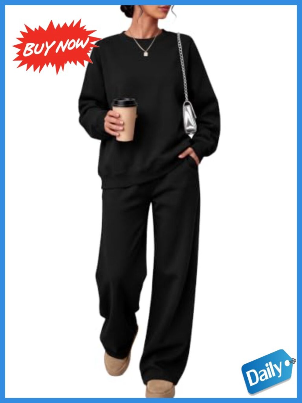 Sampeel 2 Piece Sweat Set Womens Lounge Outfit with Pockets Size Small - Picture 2 of 6